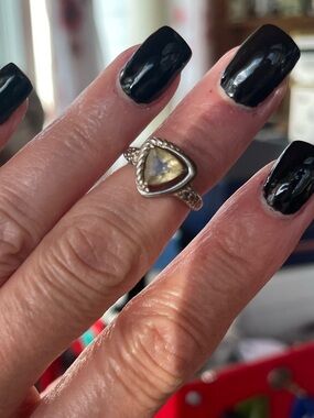 RJC Trillion Cut Lemon Citrine Sterling Silver Ring Size 4.75